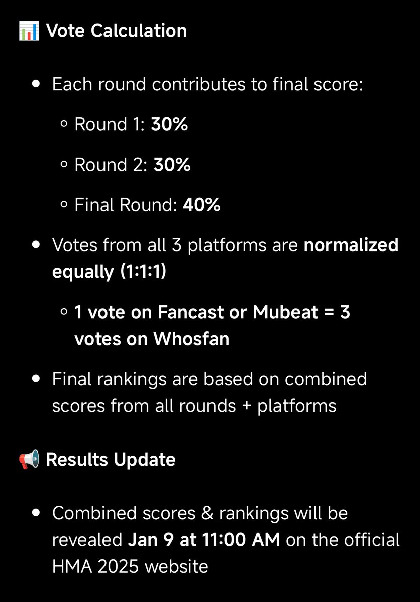 cuntyvirgos's tweet image. Here’s a quick summary of how HMA 2025 Popularity Award voting works

Please Download the following apps

• Whosfan 
• Fancast
• Mubeat

100% fan voted so please be consistent and since BTS is nominated we have to Lock in like we did GDA.