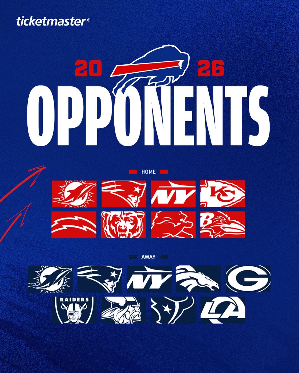 BuffaloBills's tweet image. 2026 opponents.

@Ticketmaster | #BillsMafia