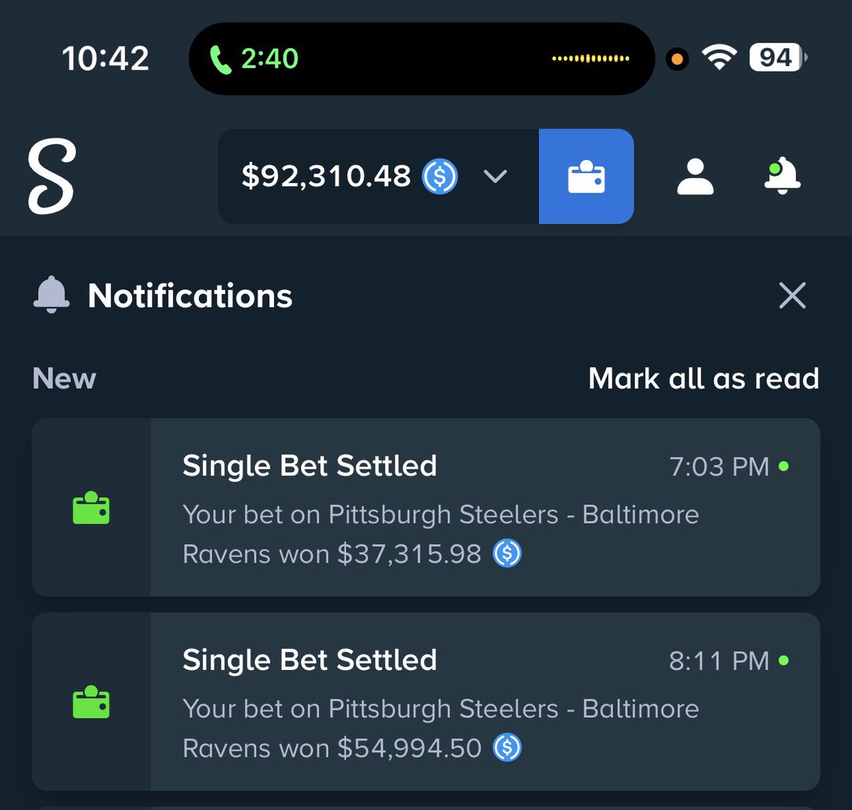 BigFoltz's tweet image. Just won $92,000 USD on the Steelers 

LETS CELEBRATE WITH A $250 GIVEAWAY 

5 x $50 (doubled if under code Bigfoltz on stake) 

✅RT/LIKE
✅FOLLOW ME
✅Tag a friend 👇