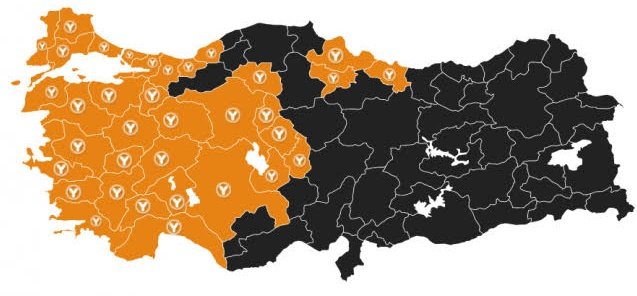 Köfteci Yusuf'un bulunduğu iller haritası