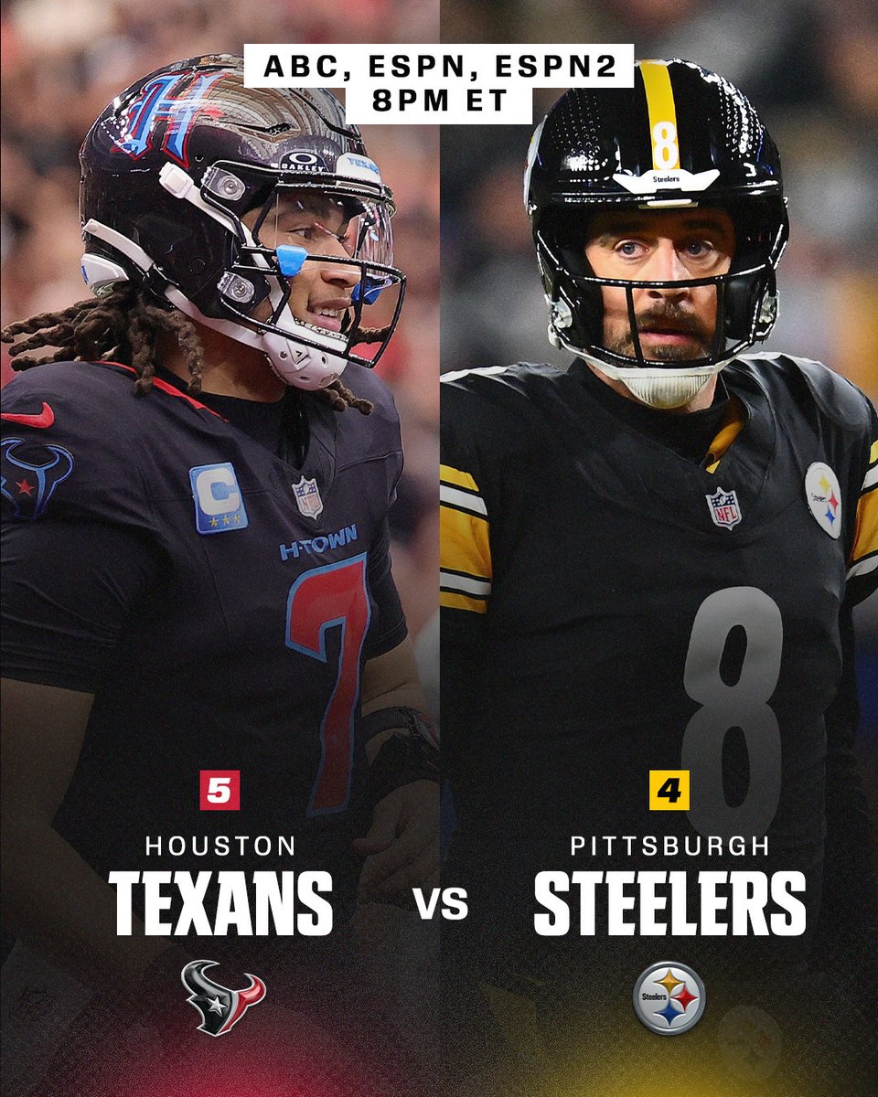 The Wild Card finale on ESPN is officially set 🤩
Watch Texans-Steelers Jan. 12 on ABC, ESPN, ESPN2 and the ESPN App 🏈