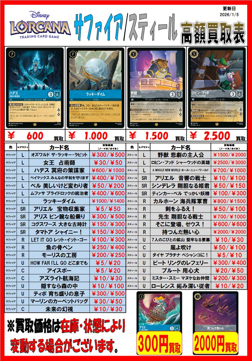 ディズニーロルカナ 買取情報】 🌏Dオタなロルカナ担当です