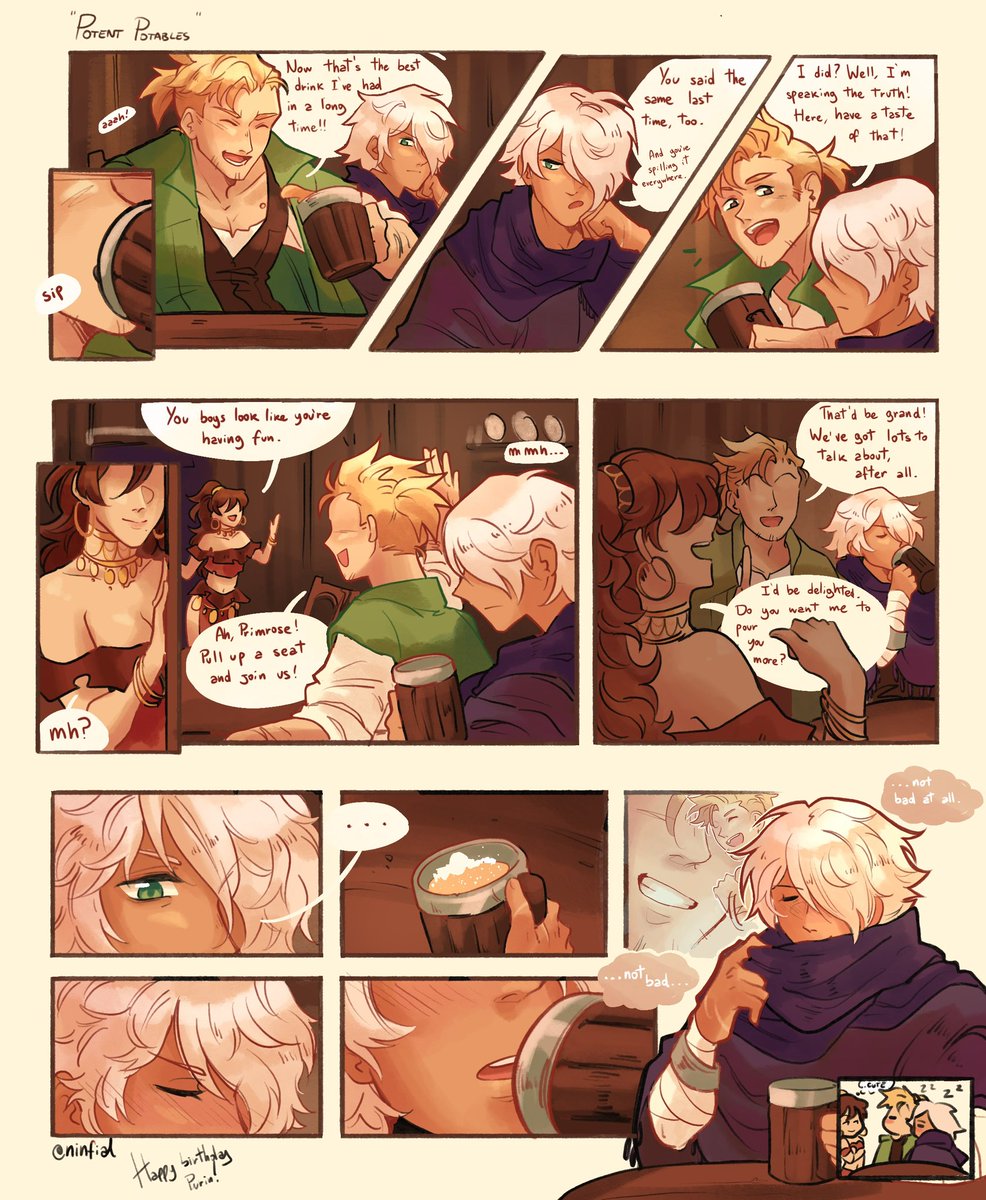 ninfial_'s tweet image. Happy birthday @mrpuripurin 💚 🥳 
this is the first time I make a proper comic, hope you like it 💚💜
