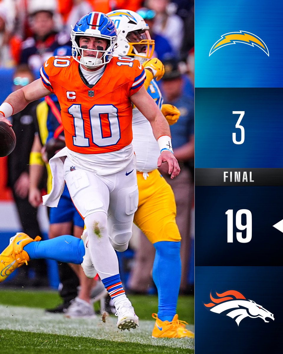 NFL's tweet image. FINAL: The @Broncos secure the No. 1 seed in the AFC 🐴