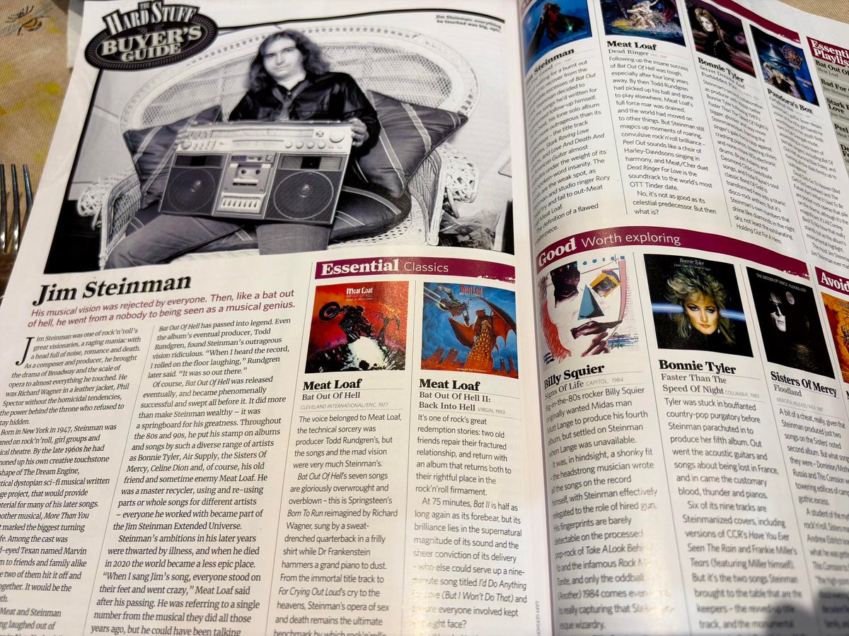 Look out for Classic Rock Magazine February 2026 edition - they're running a two page "Hard Stuff Buyer's Guide" on Jim Steinman albums.