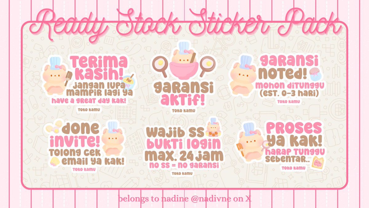 nadivne's tweet image. HELP REPOST, TENCUU 🩷💐 

ANYONKK YOROBUNN! 😉🫸🏻🫸🏻 nadine membawa 4 sticker pack ready stock lagii yang bisa sung dibawa balik melalui wa. untuk detail ada di ALT yaa bubb. marii jajaankk 🤩🙌🏻

#zonauang #zonajajan #zonaba