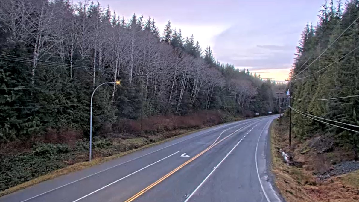 🌆 Good evening, British Columbia. It's after sunset on #BCHwy19 near #PortHardy. Please switch on your headlights and drive safe.