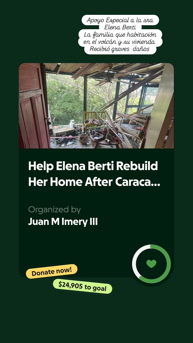 Apoyo Especial a la sra Elena Berti familia residente de El Volcán y recibió graves daños en su residencia  .