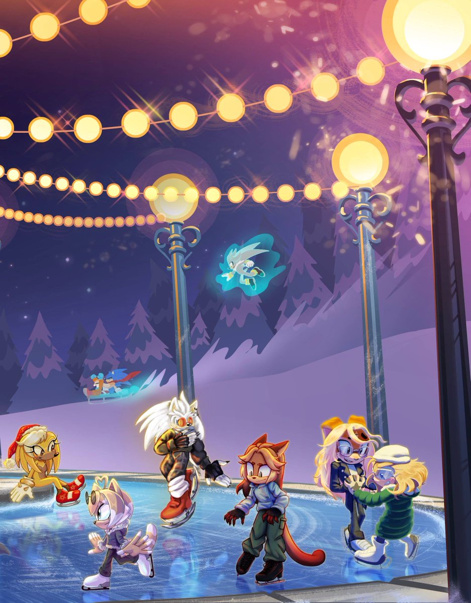 This year, I tried something new: collaborating!

I'm thrilled to share that the amazing background was drawn by <a href="/9RaviOlly/">9OLLY</a> !
I drew our OC Rin and Olly (and the small ones in the background).

That some of the Christmas tree decorations were drawn by the participants!