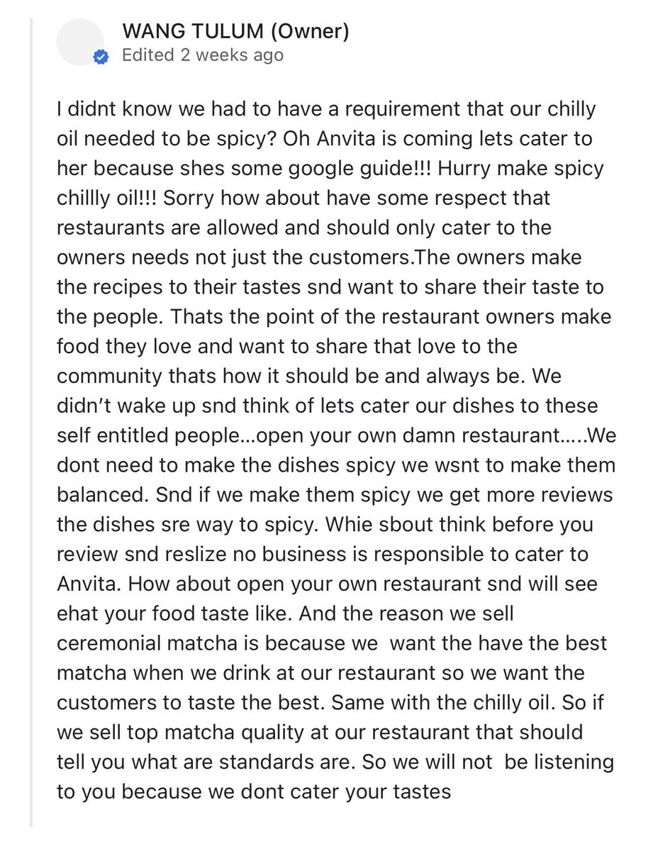 whizwang's tweet image. this is the most unhinged response to a google review from a business i have ever seen 

a story in two parts