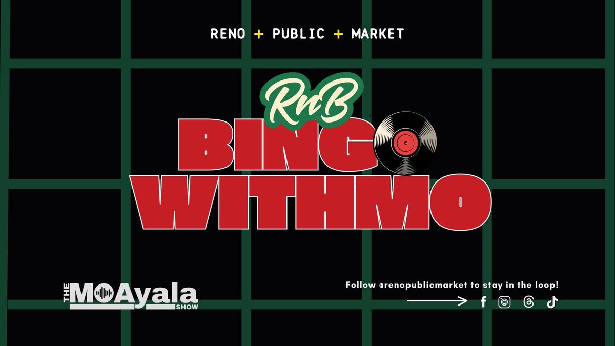 This Wednesday Jan 7th  6-9pm inside <a href="/RenoPublicMkt/">Reno Public Market</a> it’s RnB BINGO! Catch a vibe, win fun prizes, food, drinks and exclusive merch! #TheMoAyalaShow