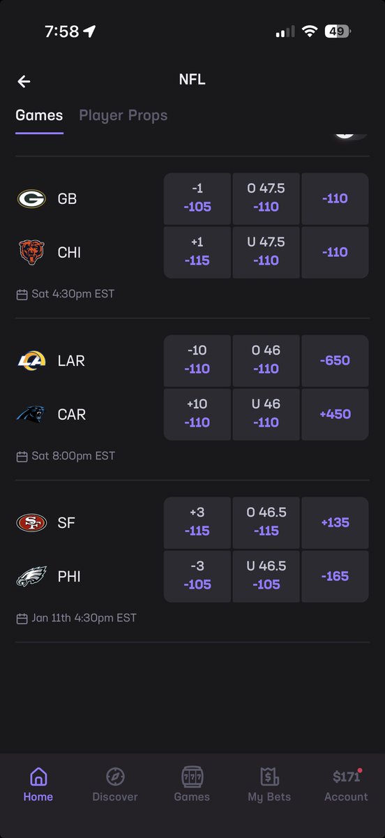 benhensley19's tweet photo. Interesting that the Hard Rock betting app is already showing game days and times for the NFC games on the Wild Card schedule. https://t.co/v7bmQsRtJr