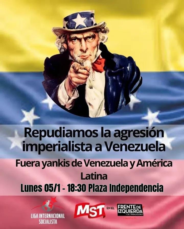 Nuestra solidaridad con la soberanía del pueblo venezolano 
Trump violó  nuevamente las leyes del derecho internacional para adueñarse del petróleo
Es un ataque también a toda América Latina 

Todo lo demás es mentira imperialista
Sumate  al acto
#venezuelainvasion
#soberania