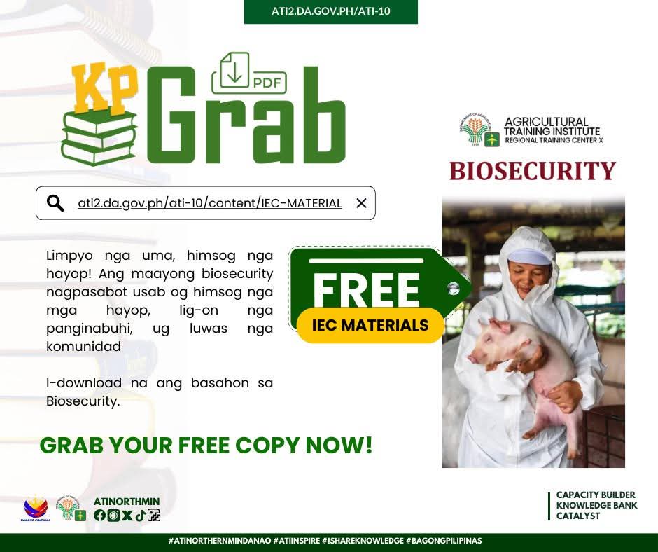 atinorthmin's tweet image. Sa dili pa mahuman ang tuig, hinumdumi ang paglimpyo sa imong uma aron andam ug nindot ang 2026! 🌱🐓

I-download na ang Basahon sa Biosecurity ug sugdi ang bag-ong tuig nga preparado!
👉 ati2.da.gov.ph/ati-10/content…

#KPGrabMonday  #ATINorthernMindanao #IshareKnowledge