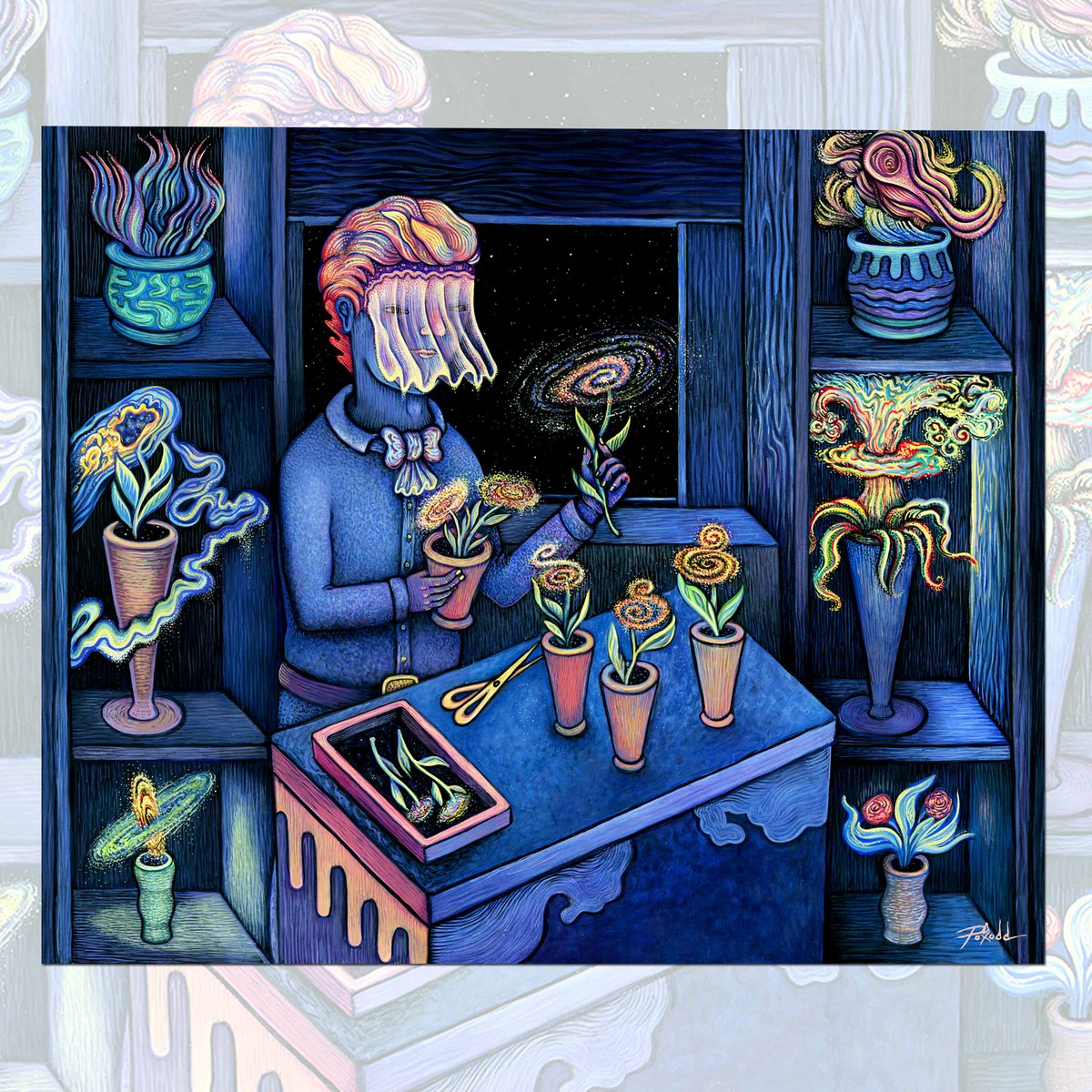 poxodd's tweet image. Recent painting, "The Florist", for more detail pics ---&amp;gt; poxodd.com/12-31-25-updat…