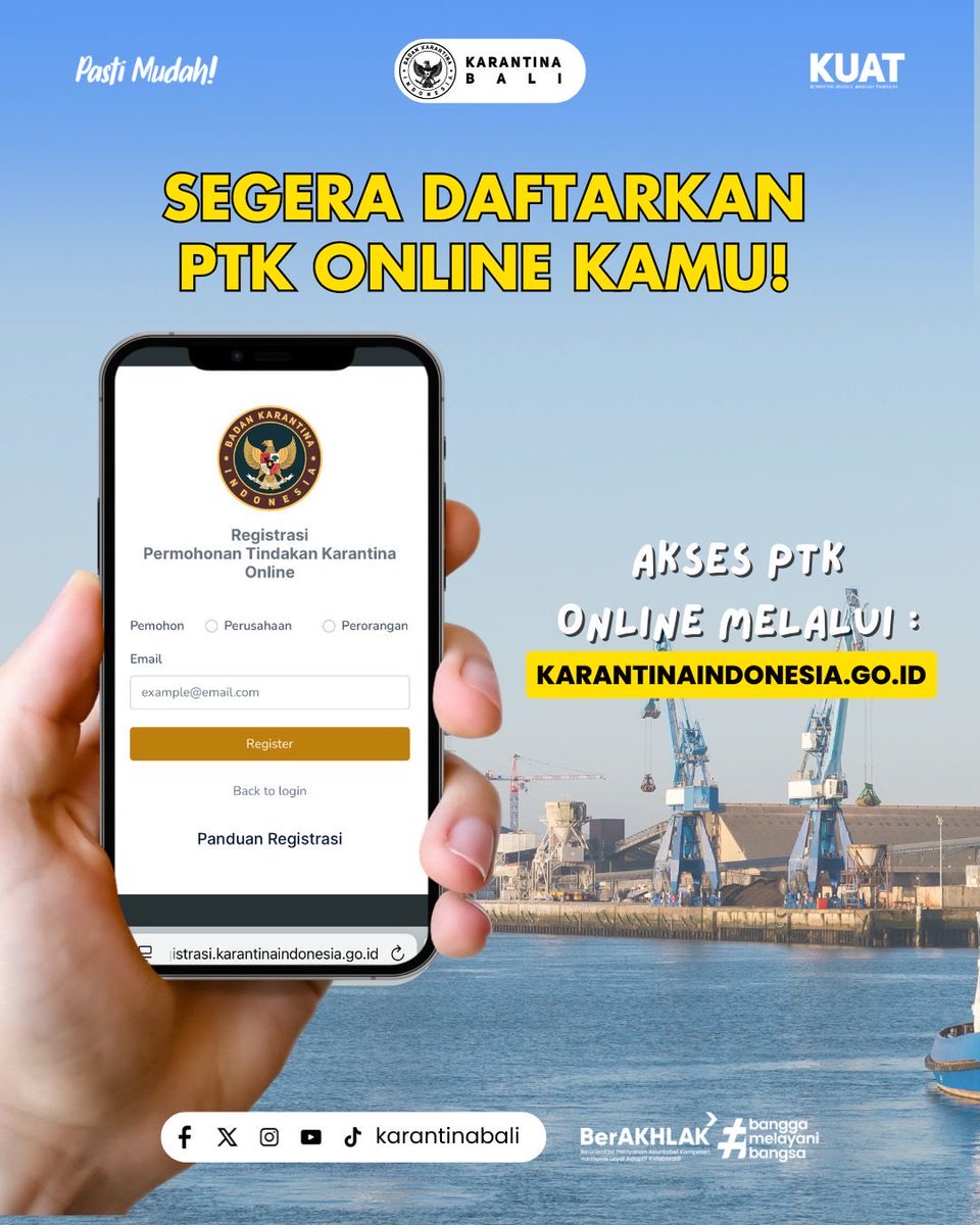 Hai Sobat Karantinaa...

Udah 2026 tapi masih belum punya User PTK Online??

Mau tau cara daftarnya?? 

Yuk simak info berikut ini..

#badankarantinaindonesia 
#karantinabali