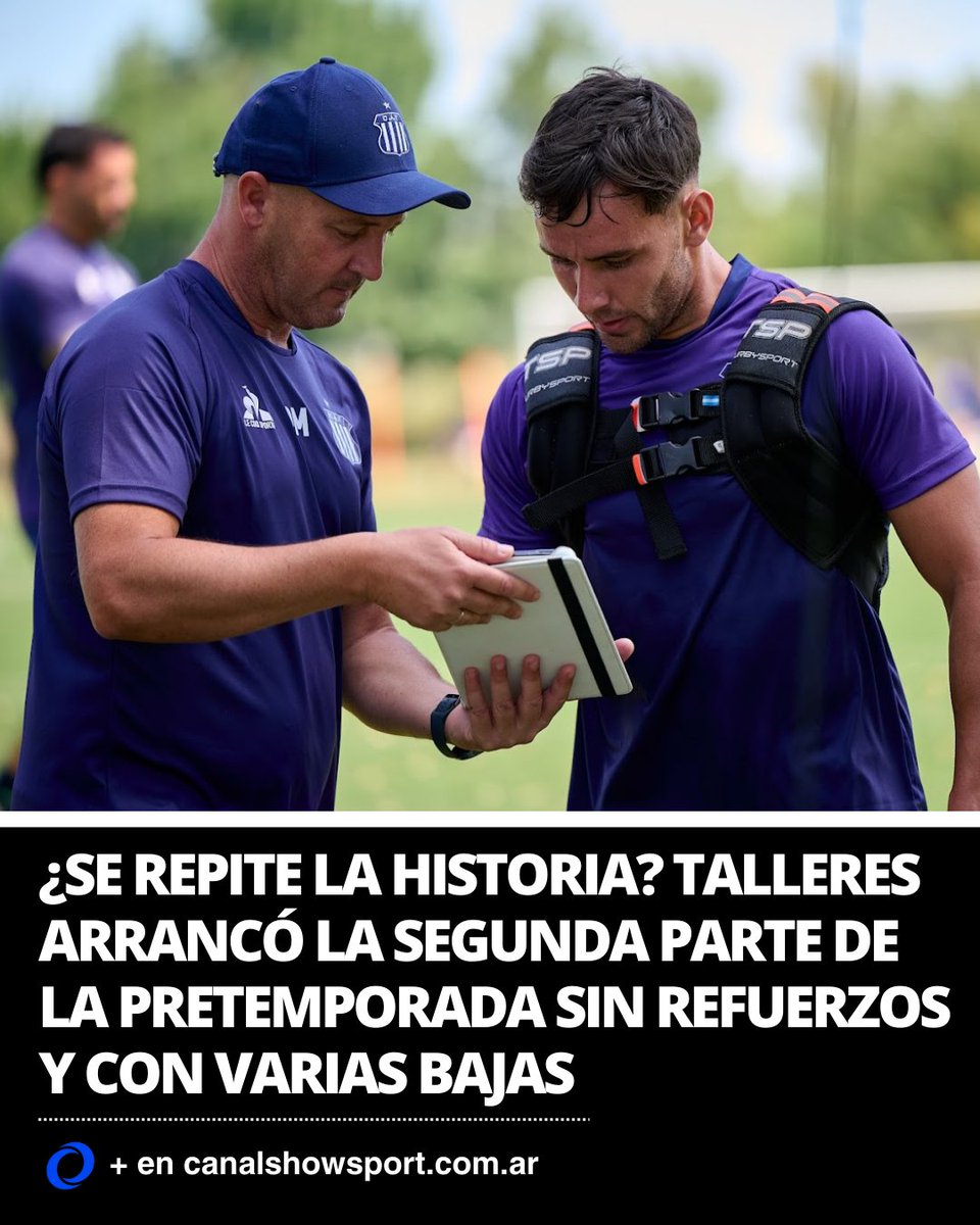 ShowsportCanal's tweet photo. ¿SE REPITE LA HISTORIA? 🫣
🔵 #Talleres arrancó la segunda parte de la pretemporada sin refuerzos y con varias bajas importantes.
👉🏻 Por ahora, la única “cara nueva” es en realidad un regreso: Bruno #Barticciotto.
🔎 https://t.co/66nn44VeeE https://t.co/puOQirfCHA