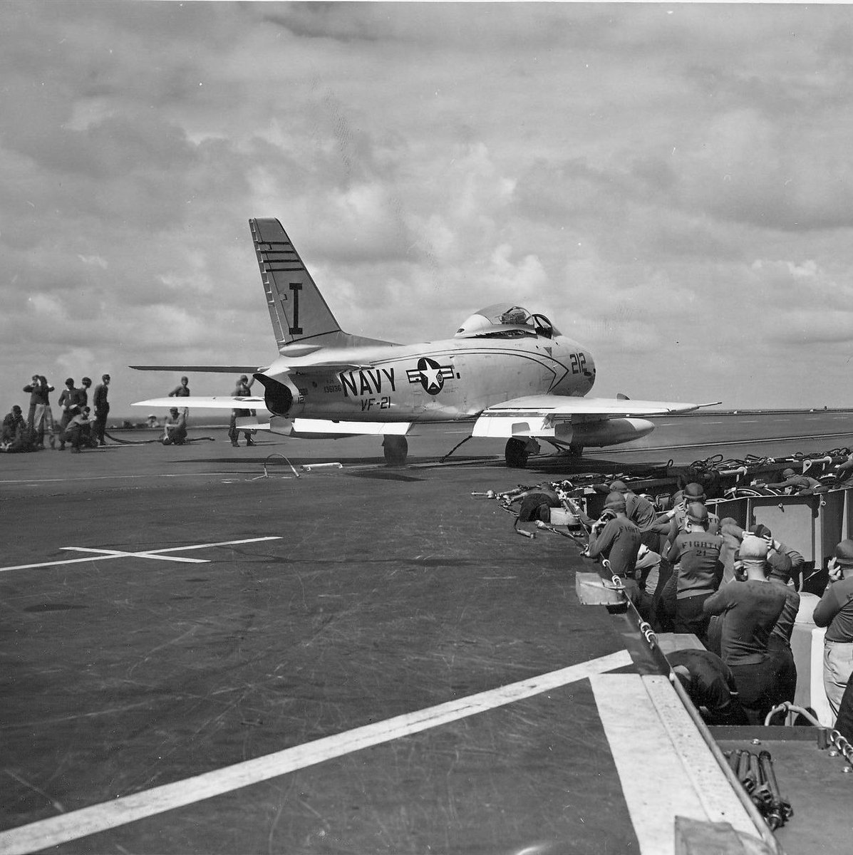 Boneyardsafari's tweet photo. That’s no Sabre, that’s a Fury!  Here is FJ-3 136136 about to launch from USS Forrestal CVA-59 in 1956. #fjfury #ussforrestal #cv59 #boneyardsafari #aviationsafari https://t.co/U5vVvKuDYS