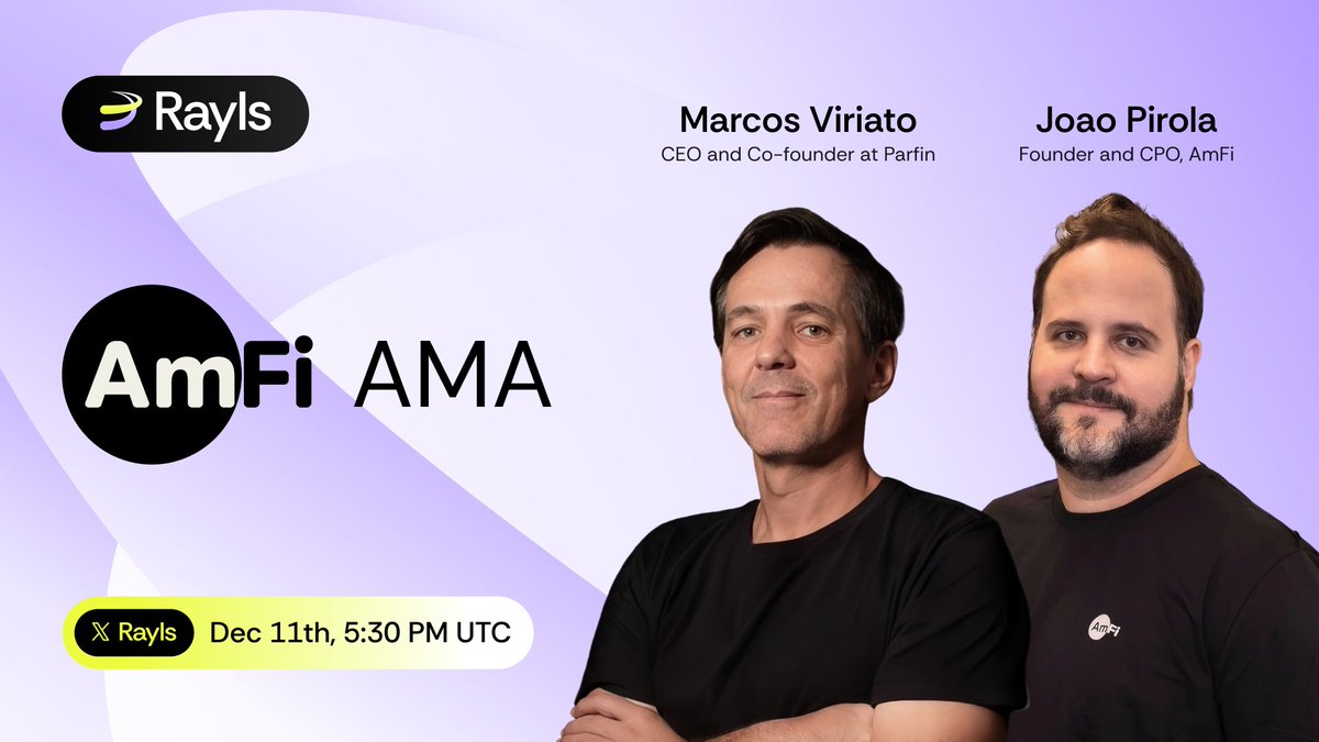 Wow, <a href="/RaylsLabs/">Rayls</a> is highlighting some seriously cool stuff in tokenized private credit! 🤯

It's wild to think about bringing over $1B in real-world assets onchain by 2027. Tomorrow at 5:30 PM UTC, Joao Pirola from <a href="/AmFifinance/">AmFi</a> is diving