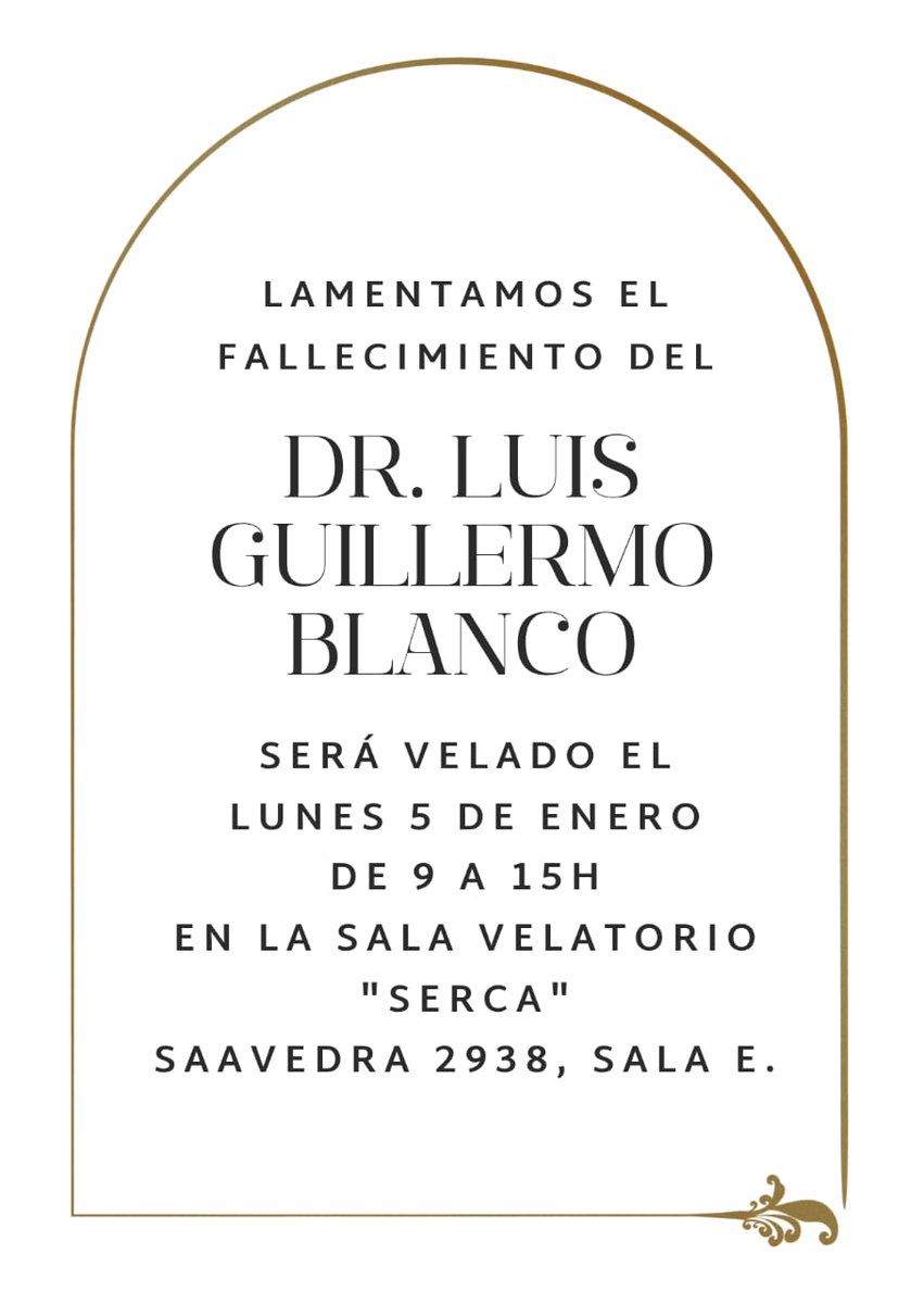 Lamentamos el fallecimiento del Dr. Luis Guillermo Blanco.

Invitamos a quienes quieran despedirlo.