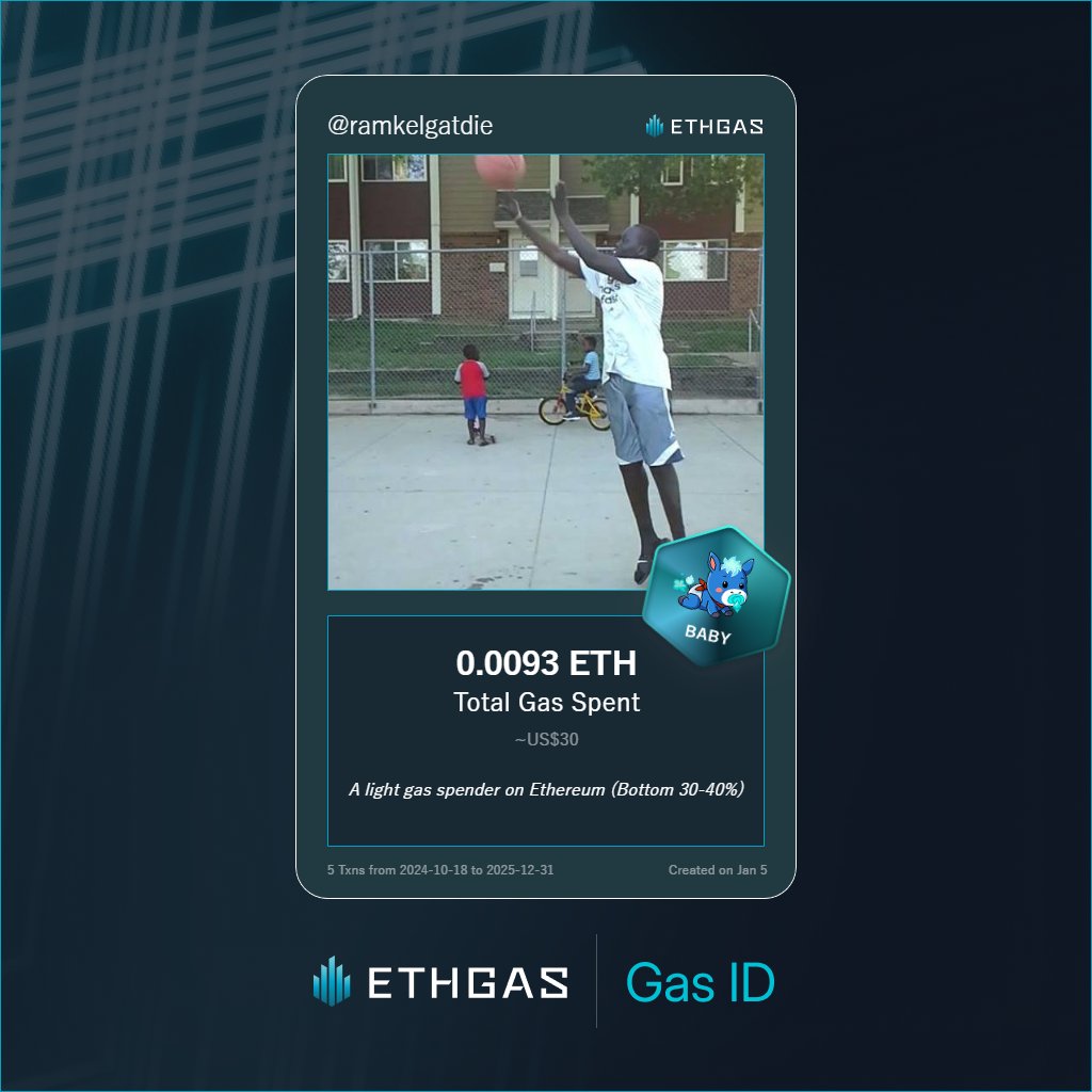 Just unlocked my Gas ID via ETHGas 🪪

I'm a Baby Jack with 0.0093 ETH spent on gas since Beacon Chain - now fueling my climb to the Gasless Future and earned 2 Beans already. 

Reveal yours at ethgas.com/community/gas-…