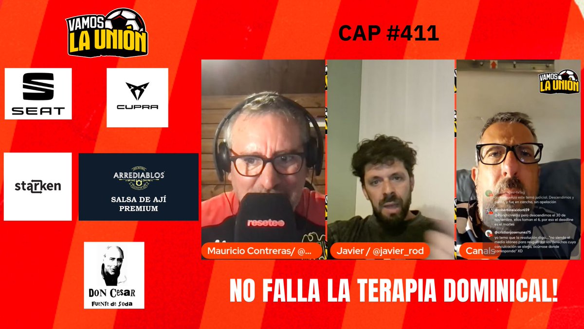 La terapia dominical del Vamos La Unión, con <a href="/jorge_canals/">Jorge Canals de la Puente</a> y <a href="/Javier_Rod/">Javier Rodriguez</a> hablando de todo: Hans Salinas, el pasto, Pato Rubio, el Delicioso Wassene y mucho más, link y nos vemos el martes! youtube.com/watch?v=ZID7KV…