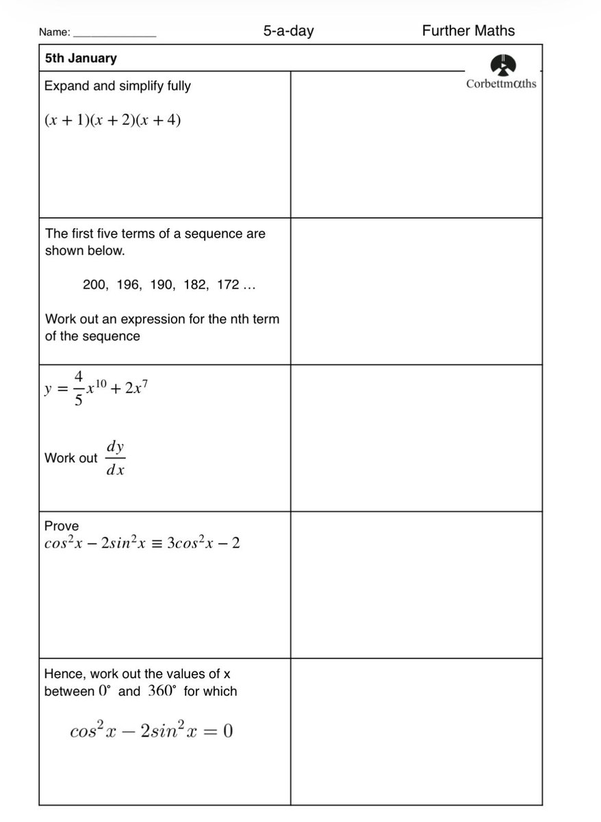 Level 2 Further Maths 5-a-day #maths5aday ✅⭐️
Answers: corbettmaths.com/5-a-day/furthe…