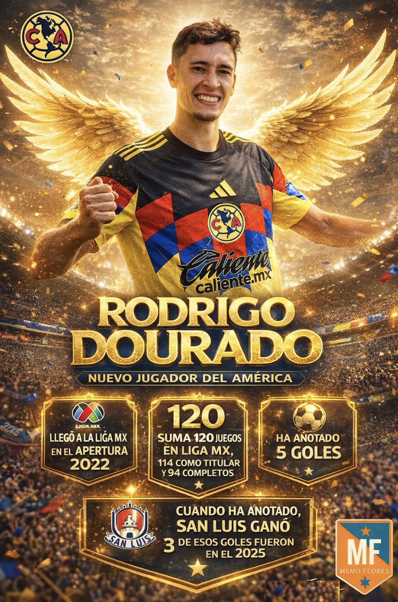 Memo_Flores's tweet image. 🦅Rodrigo Dourado ya es oficialmente del América.

Refuerzo de peso para el mediocampo azulcrema. Desde su llegada a la Liga MX se convirtió en un jugador y confiable, constante.

#DatadeMemo #Dourado #América #Refuerzo