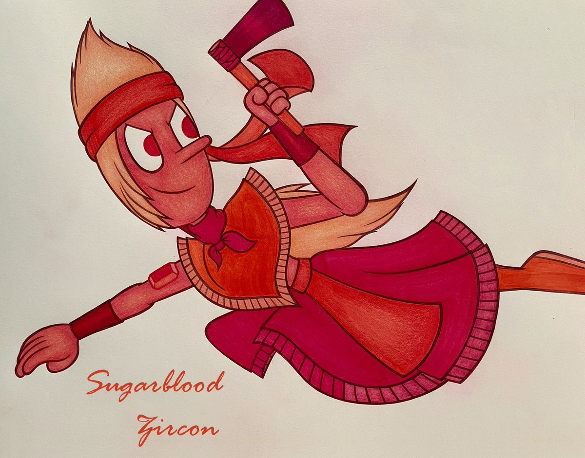 Good Afternoon to all my friends and Followers on X! Including all the big Steven Universe fans.

Once again, I bring you a drawing I decided to do of Sugarblood, and this time showing her full body (or almost).

#stevenuniverseoc
#stevenuniversegemsona