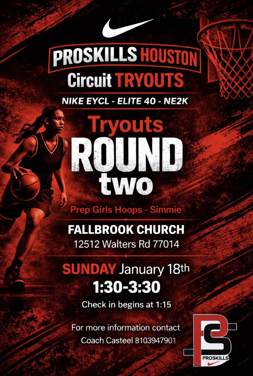ProskillsHTX's tweet image. Round 1 set the tone.
Round 2 raises the bar.

📅 EYCL Tryouts – Round 2
⏰ Two weeks away.

Opportunities don’t repeat themselves.
Register before spots disappear.

@dexsmooth @Coach13Murray @coach_d_lopez