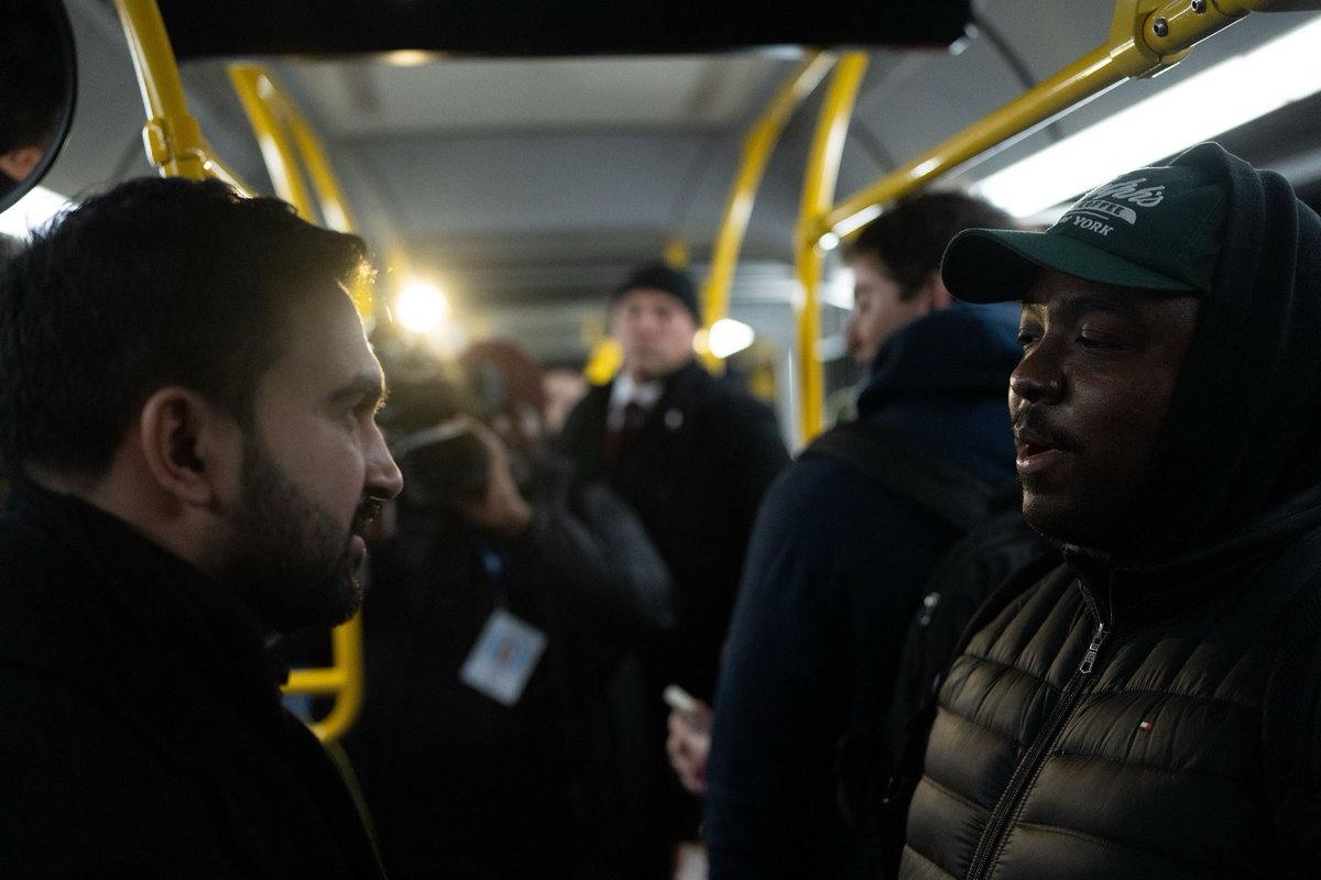 NYCMayor's tweet image. Today, New York City subway and bus fares rose from $2.90 to $3.

I spent the evening riding the only free bus in the city, the Q70, to hear what a fare free ride has meant for New Yorkers.

What was clear right away was the relief this one bus line gives working class New…