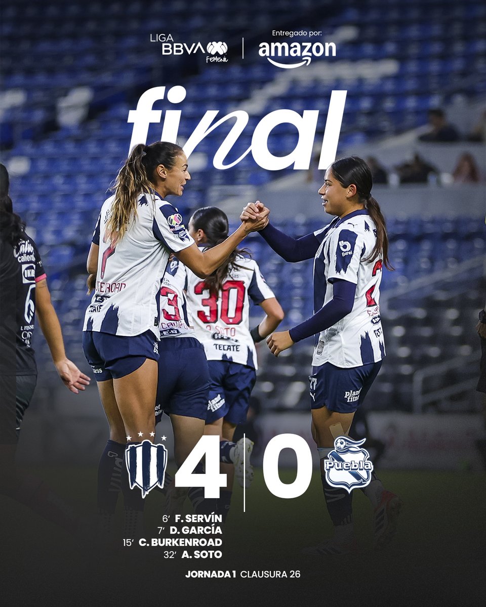 LigaBBVAFemenil's tweet photo. ¡Se termina el encuentro! ⏹️🔥
Rayadas suma sus primeros 3 puntos en su primer partido en casa... 🏟️💙
📦 Entregado por: @amazonmex
#NuestroFutFem | #FutFemDondeSea | #MTYvsPUE https://t.co/FH3HFDdGtR