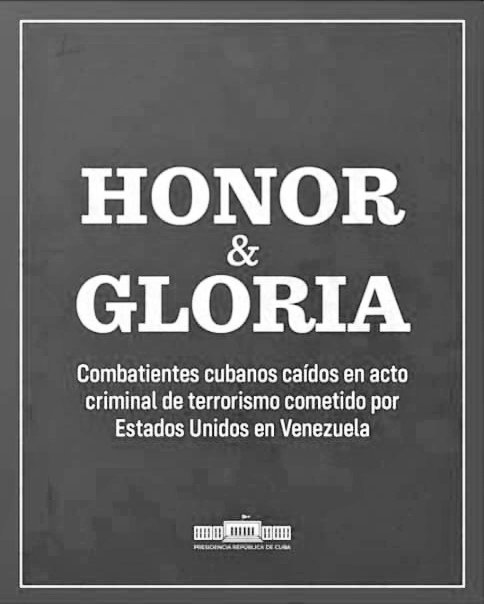 Ni la Patria se vende, ni el Honor se negocia. 🖤 #CubaHonra 
🇨🇺 ℍ𝕆ℕ𝕆ℝ 𝕐 𝔾𝕃𝕆ℝ𝕀𝔸 🇻🇪