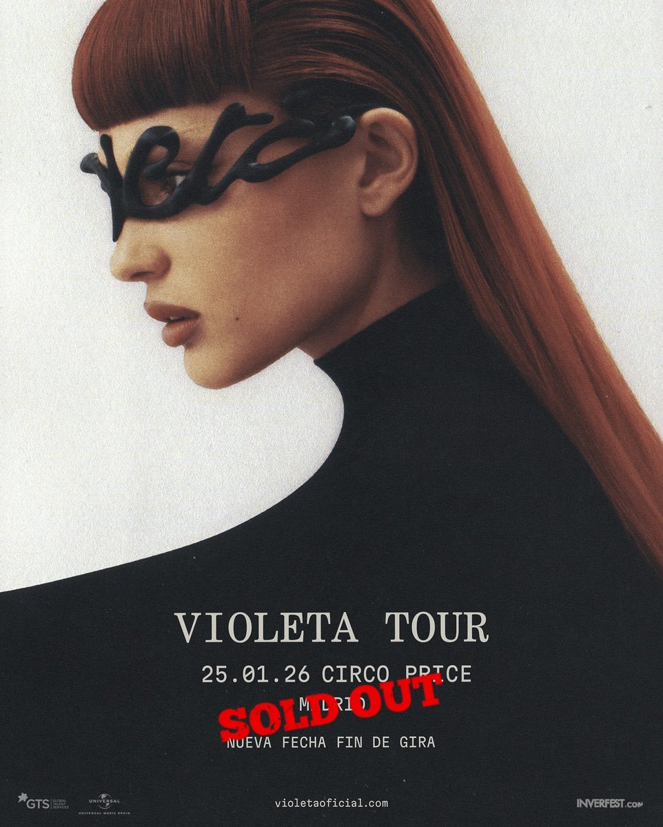 VioletaHNews's tweet photo. 🎟️ | SOLD OUT de VIOLETA (@HFVioleta) en el Teatro Circo Price de Madrid, ciudad que cerrará la gira en Enero. https://t.co/RBcYgLRWah