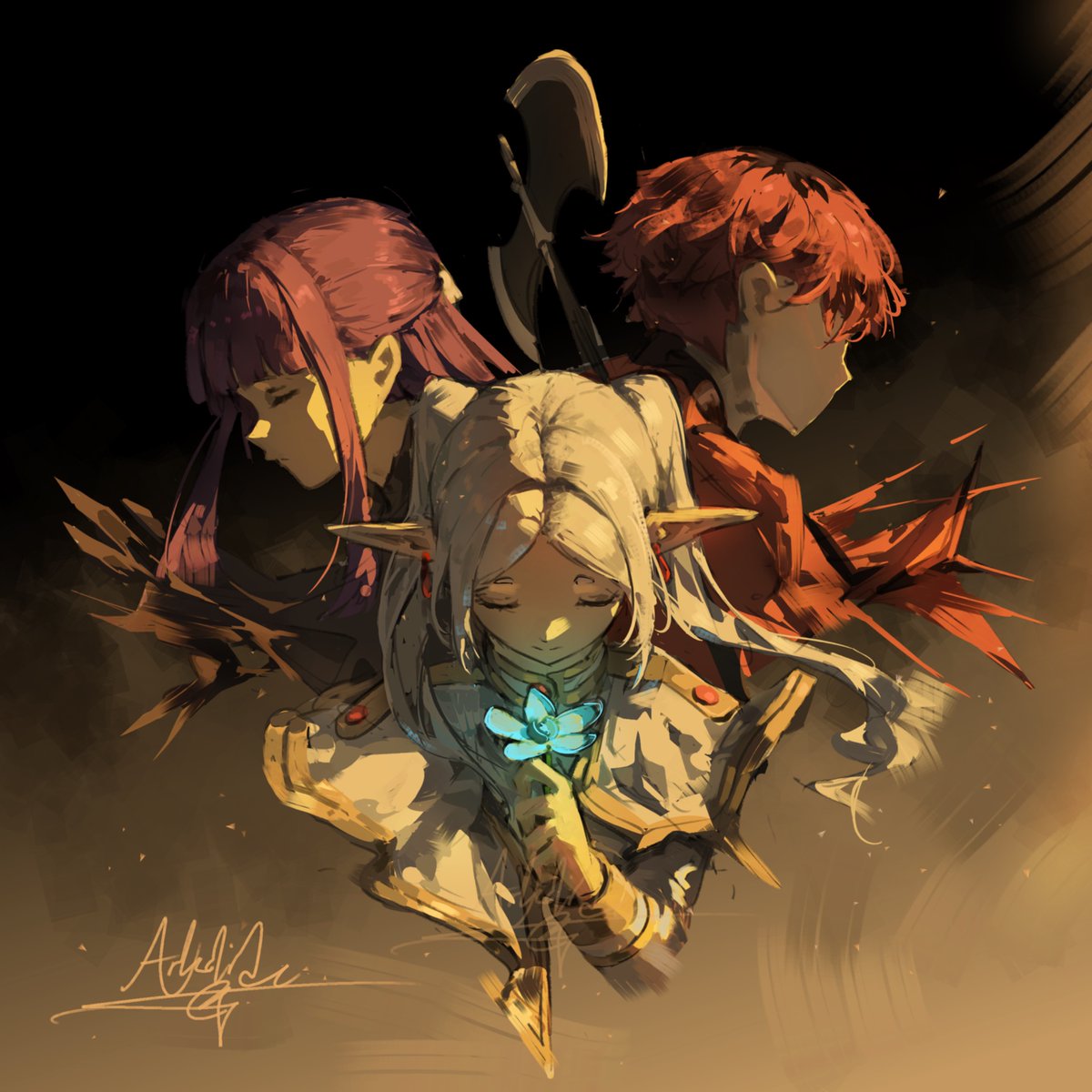 experimenting with composition + frieren trio