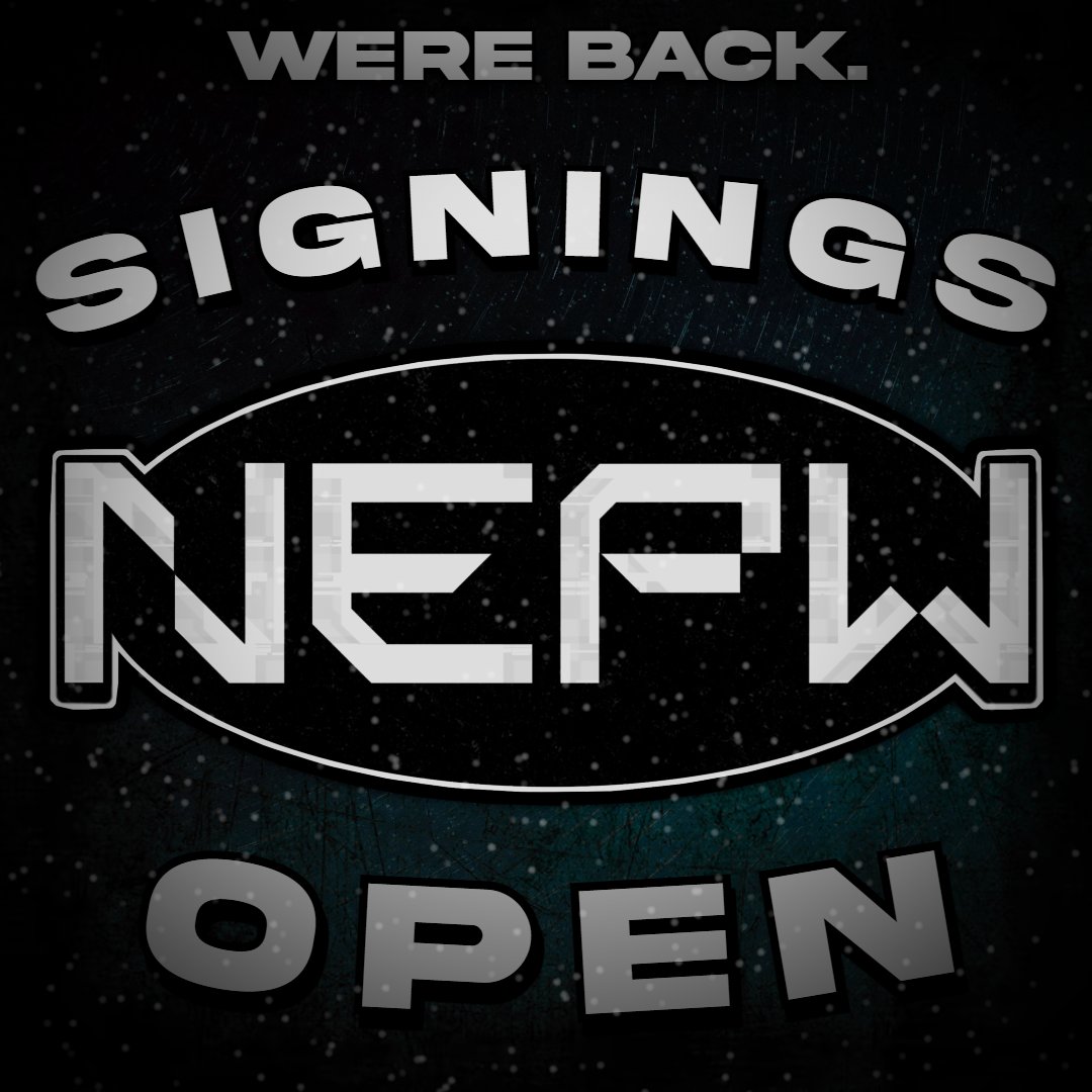 NewEraPro_NEPW's tweet image. With that being said NEPW IS BACK ON TRACK as we build up to our next PPV! 

Signings are BACK OPEN TOO! Were primarally looking for Tag Team and Womens Superstars but all are welcome! 

SIGN UP HERE: forms.gle/hzc1aefeMmuZDa…