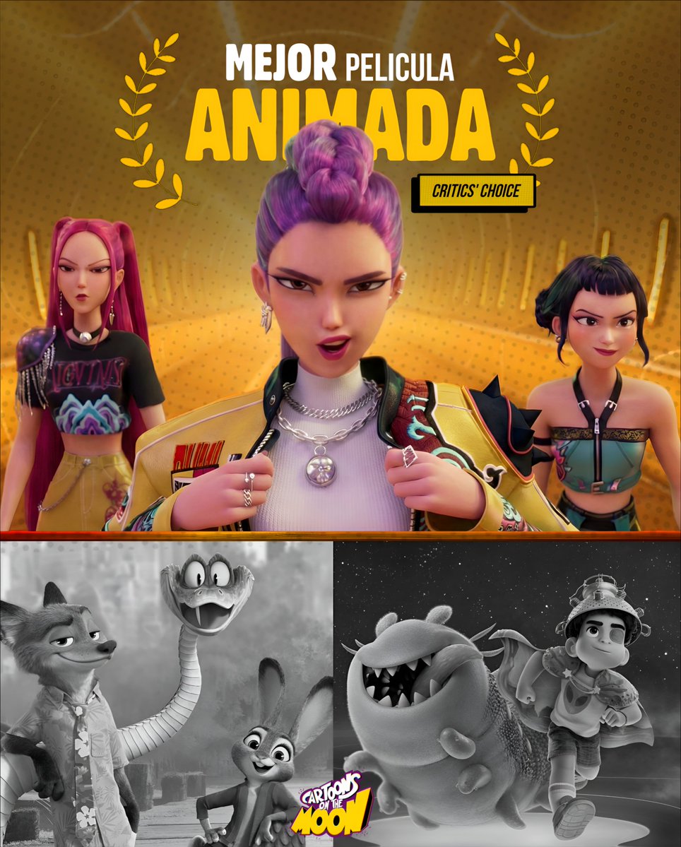 CartoonsOTMoon's tweet image. KPOP DEMON HUNTERS GANÁ A MEJOR PELÍCULA ANIMADA EN LOS CRITICS CHOICE AWARDS

Es su primer gran premio de la temporada, venciendo a Zootopia y Elio