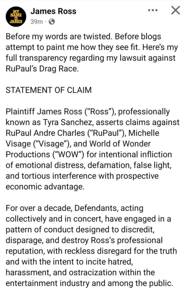 Drag_Crave's tweet image. Tyra Sanchez has outlined her intended lawsuit against RuPaul, Michelle Visage &amp;amp; World of Wonder on Facebook.