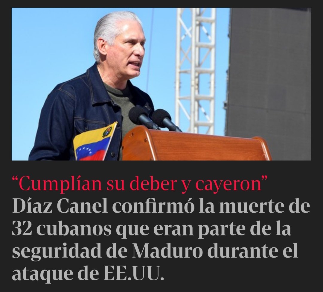 ESTA ES LA VERDADERA INTERVENCIÓN: El genocida <a href="/DiazCanelB/">Miguel Díaz-Canel Bermúdez</a> reconoce que de los 40 muertos en la captura del narcodictador <a href="/NicolasMaduro/">Nicolás Maduro</a> en Caracas 32 eran cubanos: qué hacían agentes cubanos en la seguridad del Jefe venezolano? DE ESTO NADA DICEN LOS ZURDOS HIPÓCRITAS!!!