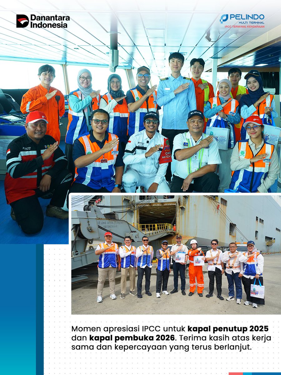 IPCC memberikan apresiasi kepada kapal terakhir yang sandar di tahun 2025 serta kapal perdana yang sandar di tahun 2026 sebagai bentuk penghargaan atas kepercayaan dan kerja sama yang telah terjalin dengan baik sepanjang tahun.

#ipccterminalkendaraan #ipccintegratedautosolutions
