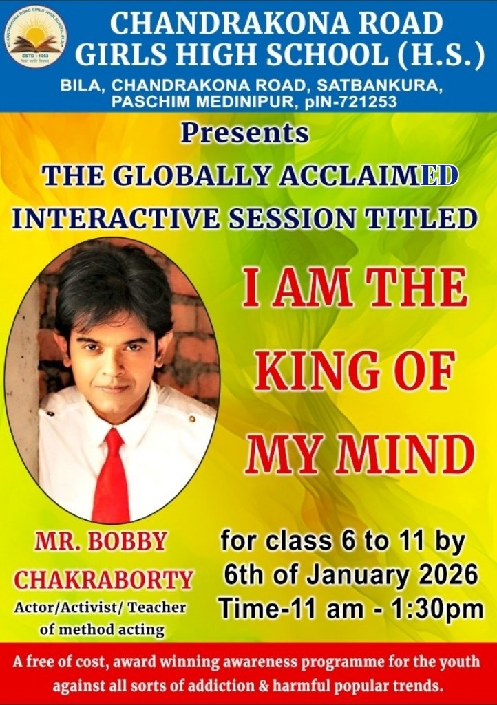 bobbytheactor's tweet image. MY ANTI ADDICTION CAMPAIGN NO.476-CHANDRAKONA ROAD GIRLS' HIGH SCHOOL-WEST MEDINIPUR
👇
MISSION AGAINST ADDICTION &amp;amp; HARMFUL TRENDS,AMONG THE YOUTH,FREE OF COST.
 👇
A Short Film👇
youtu.be/O2opV0ojXKE
👇
VIDEO Introduction👇
drive.google.com/file/d/1a88jTB…