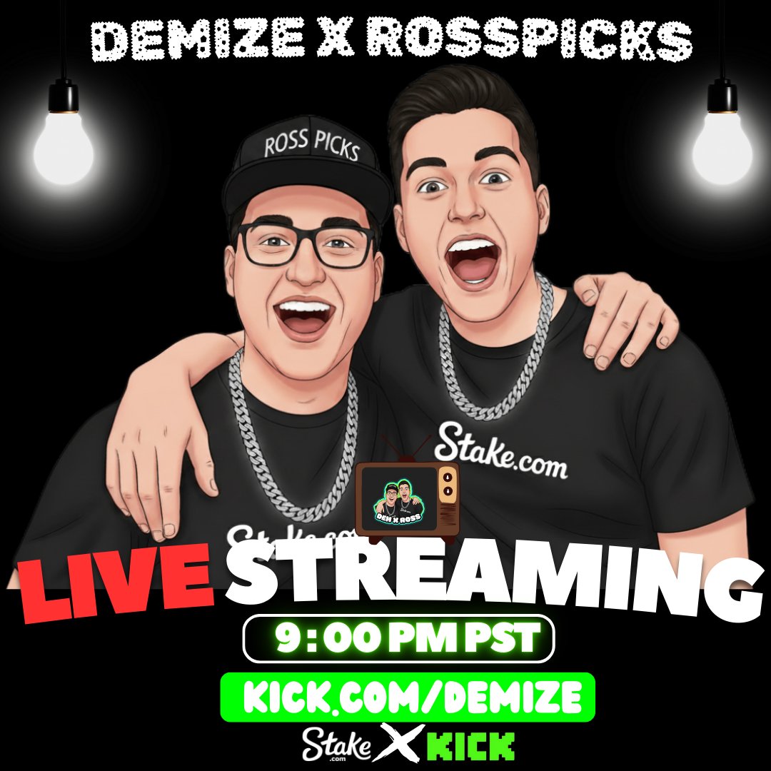 demize21's tweet image. 🚨LIVE STREAMING AT 9 PM PST 🚨

💸 GIVING AWAY Tons of tips 💸💸

🏆 Slot Tournament (🥇 Winner gets $25 tip #STAKE )

👉Drop your kick+#stake username  

🎥 Watch live on: Kick.com/demize

🫂 Follow: @RossPicks &amp;amp; @demize21

✅ ♻️RT + ❤️Like &amp;amp;Tag friends