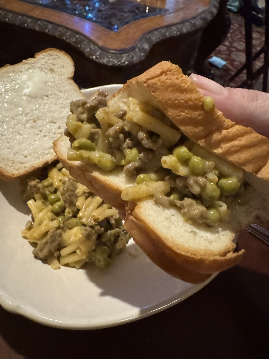SouthDallasFood's tweet image. A bowl of goulash and white buttered bread you can’t tell me shit.