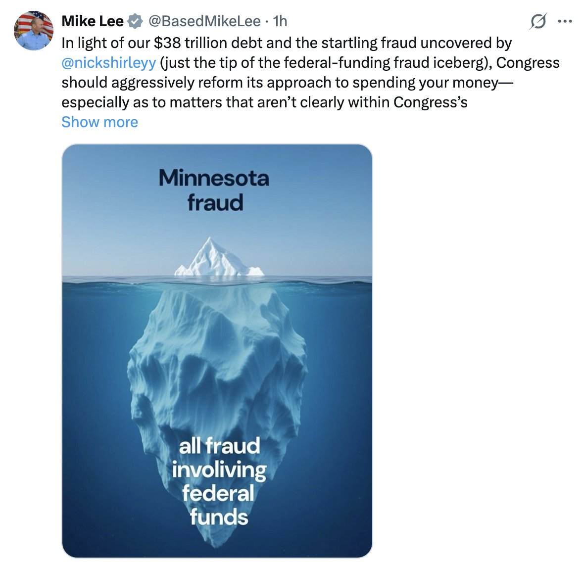 If we're going to stop "funding corruption," let's start with the destruction of the East Wing &amp; building a gold clad ballroom. I'm okay with feeding &amp; educating kids. (Also, a lot of that debt comes from the GOP's "big beautiful bill.")
