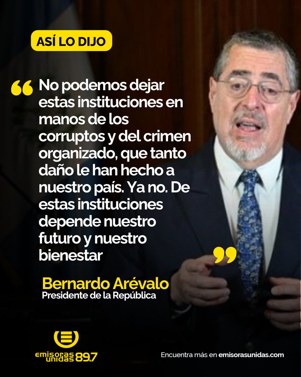 EmisorasUnidas's tweet photo. #AHORA El presidente Bernardo Arévalo llamó a los guatemaltecos a participar y vigilar las elecciones del Tribunal Supremo Electoral, la Corte de Constitucionalidad, el Ministerio Público y la Contraloría General de Cuentas. Destacó la importancia de personas íntegras y comprometidas para fortalecer la democracia.