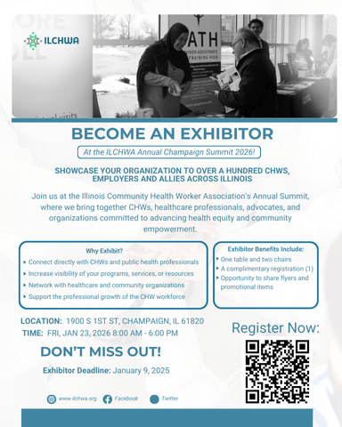 CHWNetwork1's tweet photo. ILCHWA's 3rd annual CHW summit is approaching fast, get your tickets now.  Summit is scheduled for Friday, January 23, 2026 at the I Hotel and Conference Center in Champaign, Illinois.
register here:  https://t.co/Mj7OQy5vRc https://t.co/JlyRzub5xf