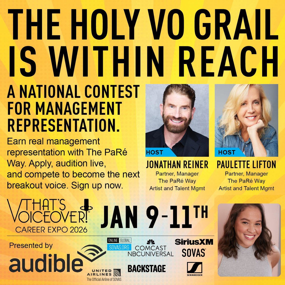 stephdoesvo's tweet image. 2026 will truly be something to behold! I submitted for the chance to secure new VO management and the team at PaRé Way have selected me for the live callback at @ThatsVoiceover expo out of the massive amount of people who applied! @Joanthevoice Paulette and John tysm!! 🥹💜🫶🏼