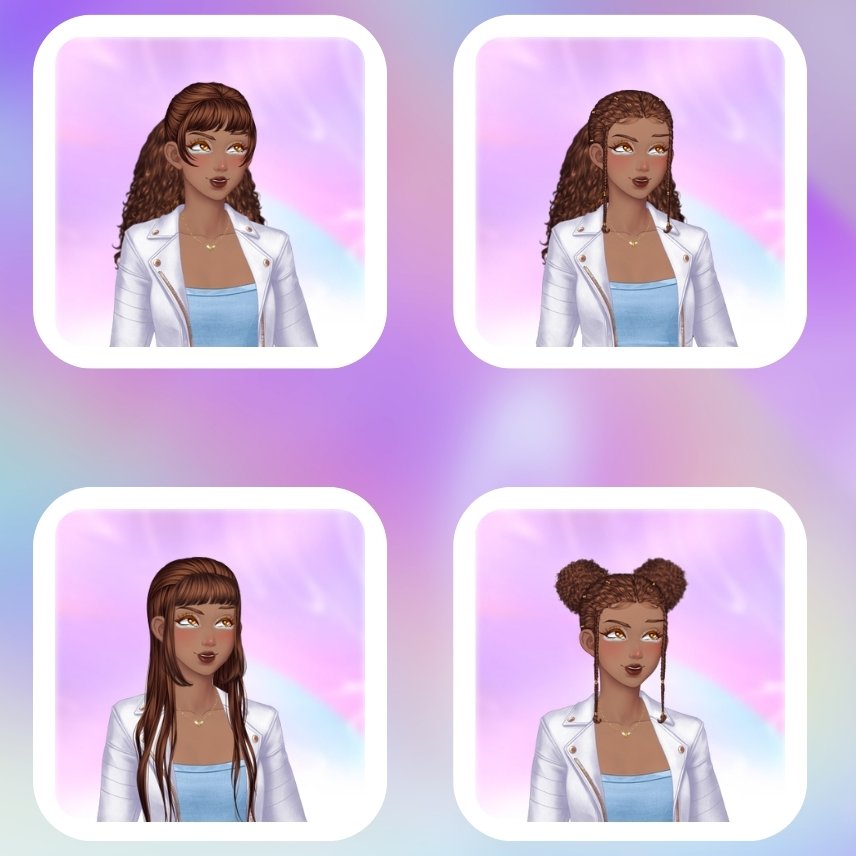 me puse a inventar en el photoshop y hice algunos pelos que me gustaría tener en el juego. Espero que este año beemoov trabaje más ese apartado.