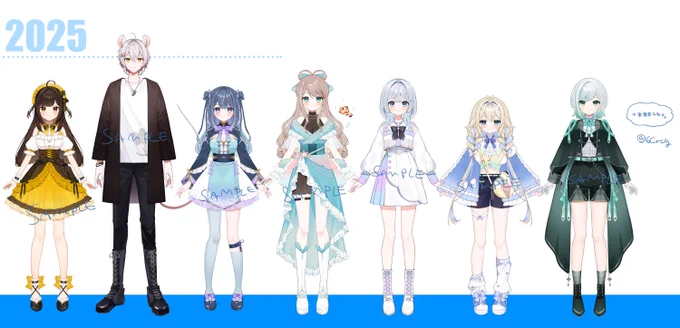 2025年はV体を11体制作しておりました!いっぱい描かせてくださりありがとうございました! Vtuber様それぞれの個性や可愛い表情を大切に制作しております みなさまが楽しく活動できるようこれからもイラストを頑張っていきます、何卒よろしくお願いいたします!