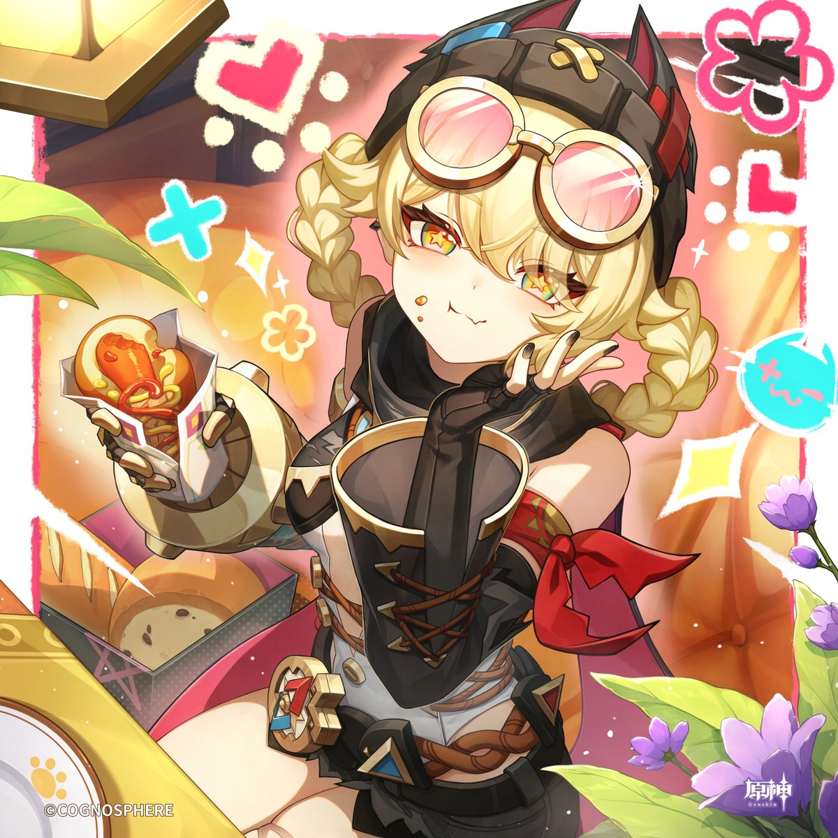 Genshin_7's tweet image. #原神_キャラ生誕祭
【#ヤフォダ生誕祭2026】
うわあっ！一口かじった瞬間に肉汁があふれ出したぞ！まるで口の中で小さな花火が弾けてるみたいだ。
ほら、あんたも早く！ナド・クライ・ホットドッグは出来立てが一番美味いんだからな！…